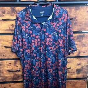 IZOD Golf Men's Floral Shirt - Blue and Red